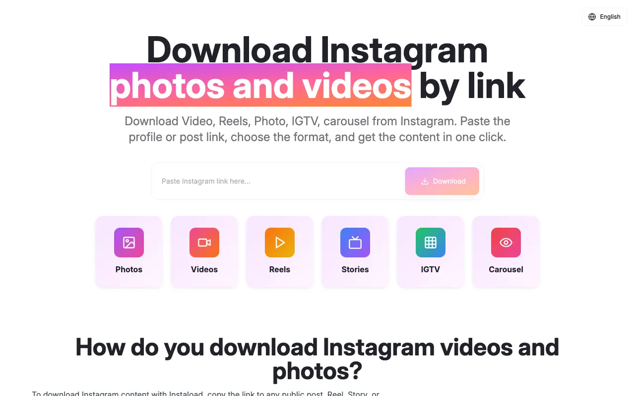 Instaload — descărcare de pe Instagram