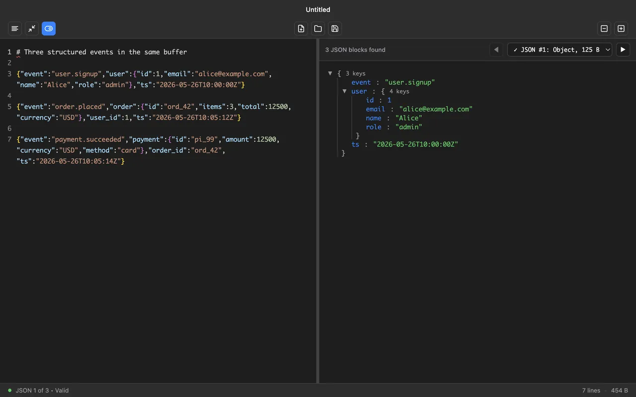 LogJSON — screen 2