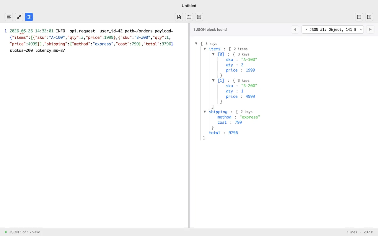 LogJSON — screen 4