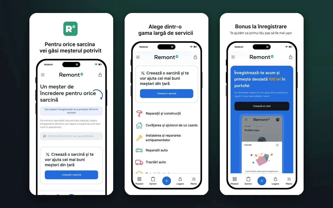 RemontMD — aplicație mobilă pentru iOS și Android