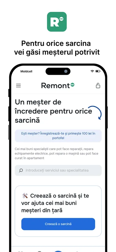RemontMD App — ecran 1